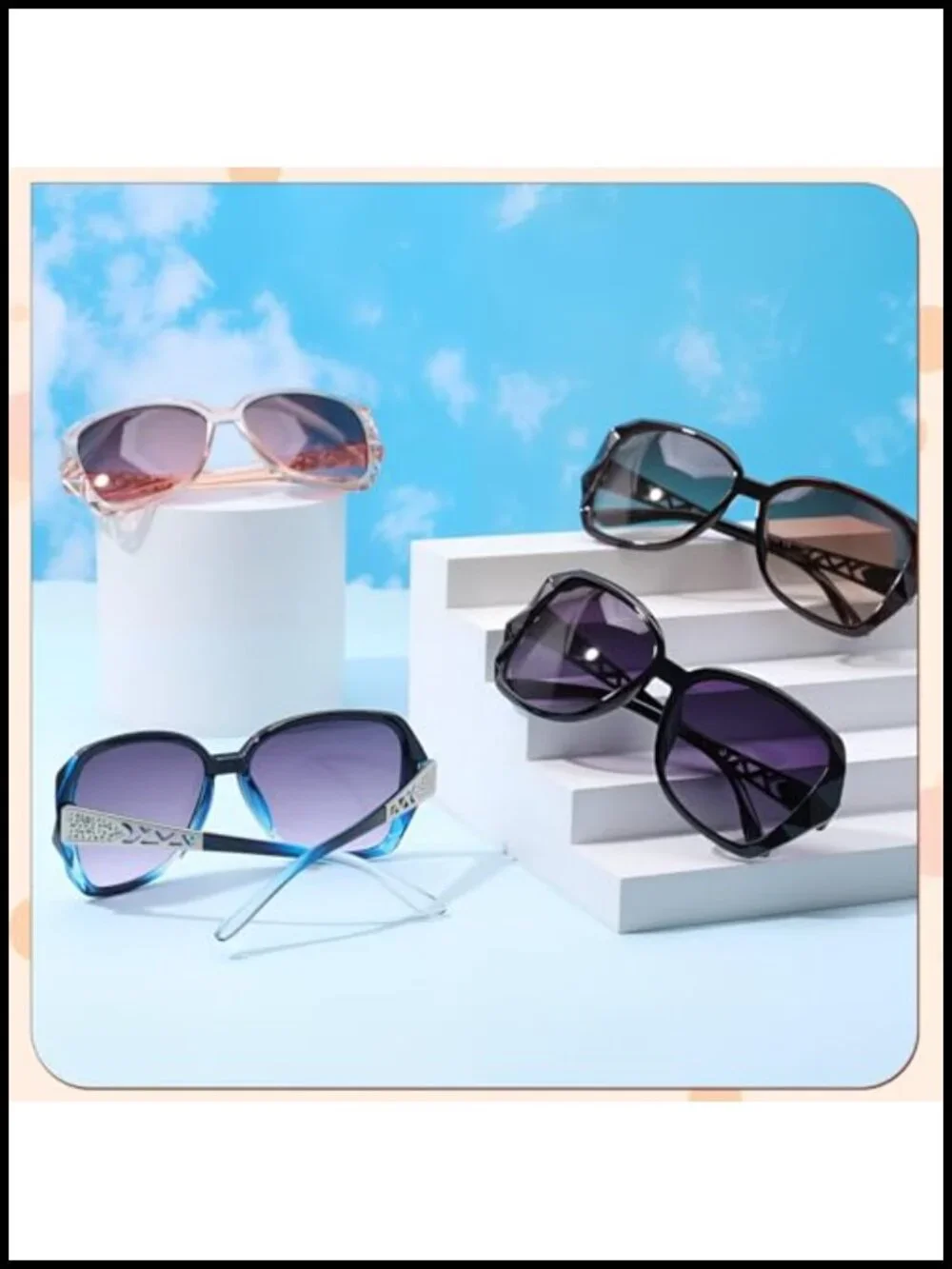 Oversized Classic Sunglasses with Shiny Frame UV400 Protection